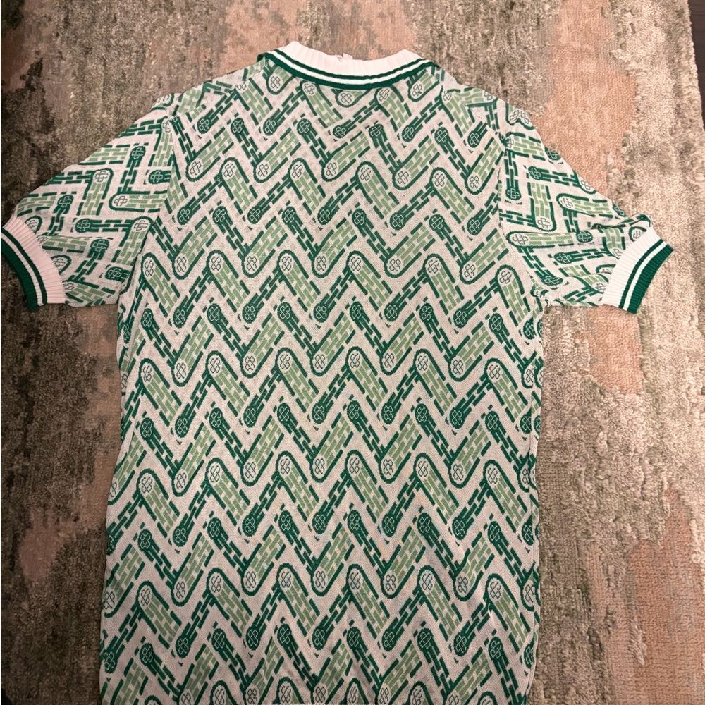 Casablanca Green Patterned Knit Polo Shirt - Picture 4 of 5